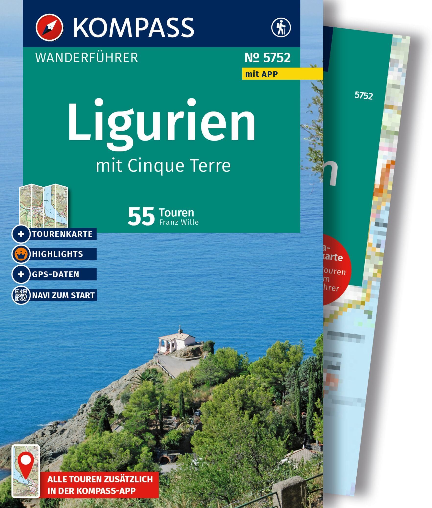 Franz Wille - KOMPASS Wanderführer Ligurien mit Cinque Terre, 50 Touren mit Extra-Tourenkarte: mit Touren und GPS-Daten in der KOMPASS-App - Preis vom 19.10.2026 19:33:35 h