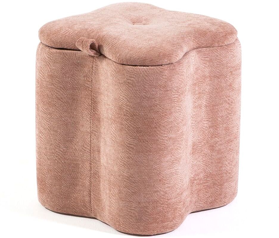 Siediti Fuori e Dentro Pouf en velours pailleté rose avec poignée Rose 38x44x38cm