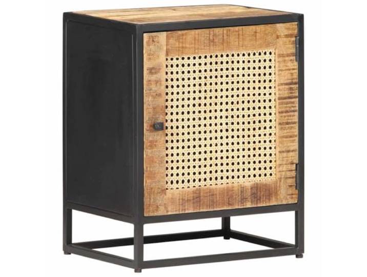 Heofavd Nachttisch 40x30x50 cm Mangoholz Wiener Geflecht