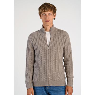 Cardigan LINDBERGH "Cardigan Relaxed Fit", Herren, Gr. L, beige (dk sand), Obermaterial: 60% Baumwolle, 40% Polyester, unifarben, Strickjacken