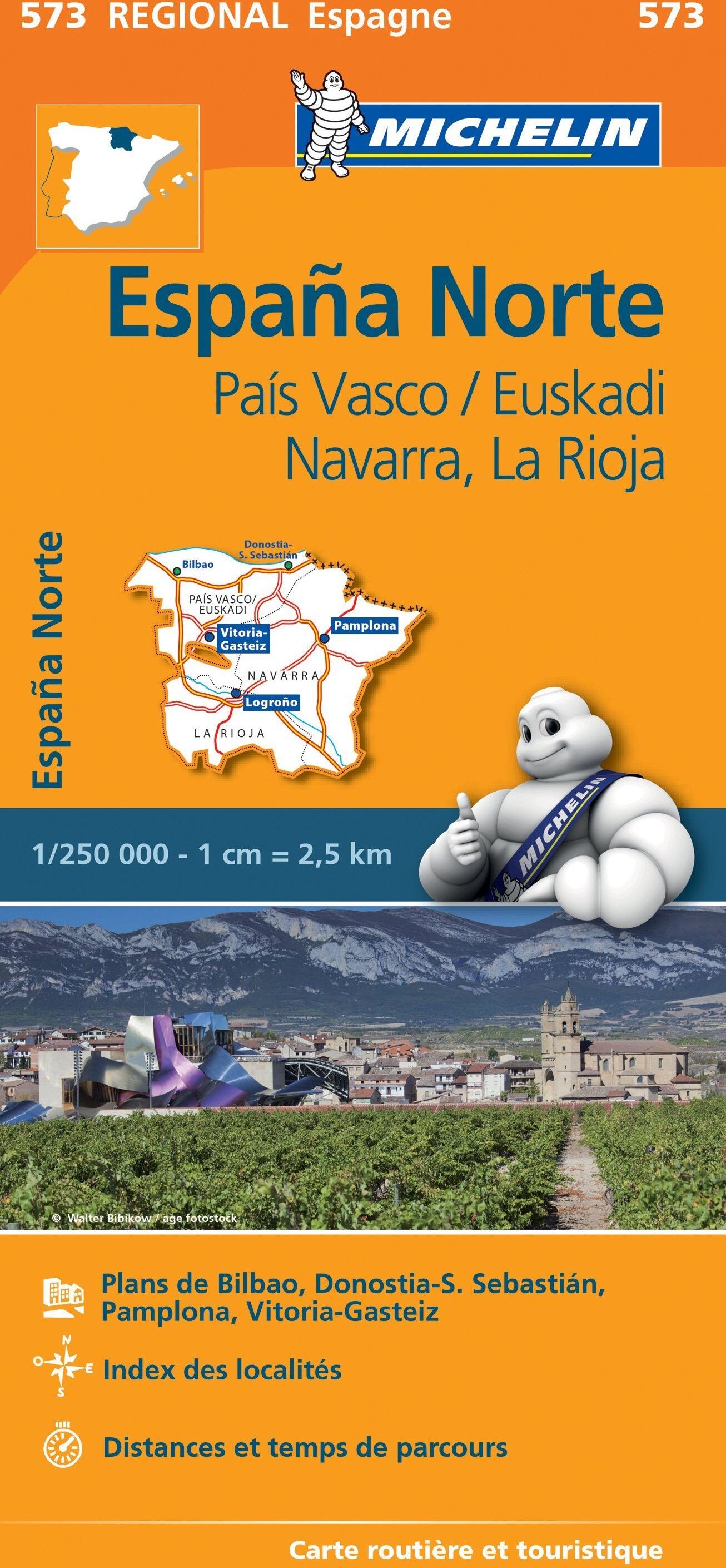 Carte routière n° 573 - Nord de l'Espagne (Pays Basque, Navarre, La Rioja)   Michelin