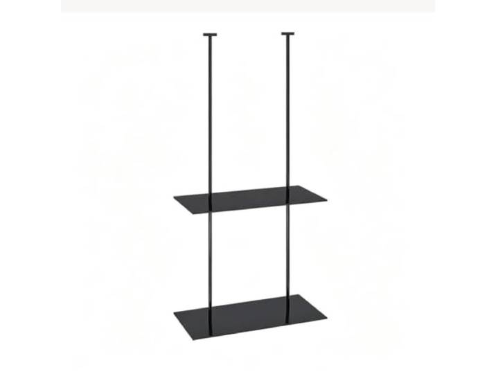 Deckenregal Schweberegale aus Eisen Weinregal Deckenaufbewahrungsregal Deckenregal für Bar, Schlafzimmer oder Küche – Pflanzenständer(Schwarz,2-Tier/40x25x85cm)