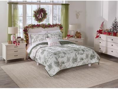 Woodland Cottage 3-Pc Quilt Set by BrylaneHome in Green (Size TWIN)