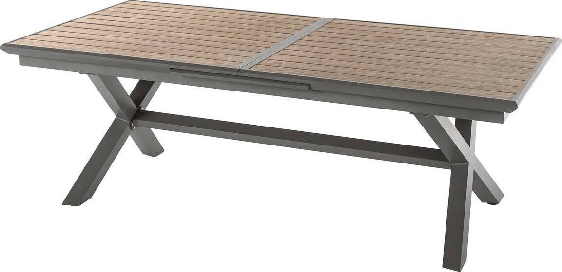 Ausziehbarer gartentisch "axiome" mit holzeffekt honey &amp praline 10 plätze aus epoxybehandeltem aluminium - Hespéride