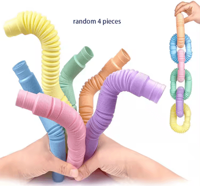 Inspire Picks Mini Pop Tube Fidget Toys 4 Pack For Stress Relief, Sensory Play & Creative Building a