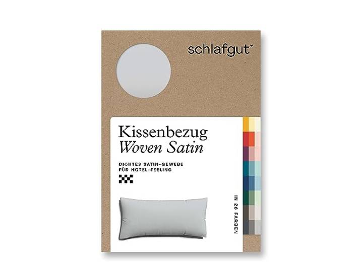 schlafgut Woven Satin Kissenbezug 40x80cm Grey Light, Hotelqualität seidig