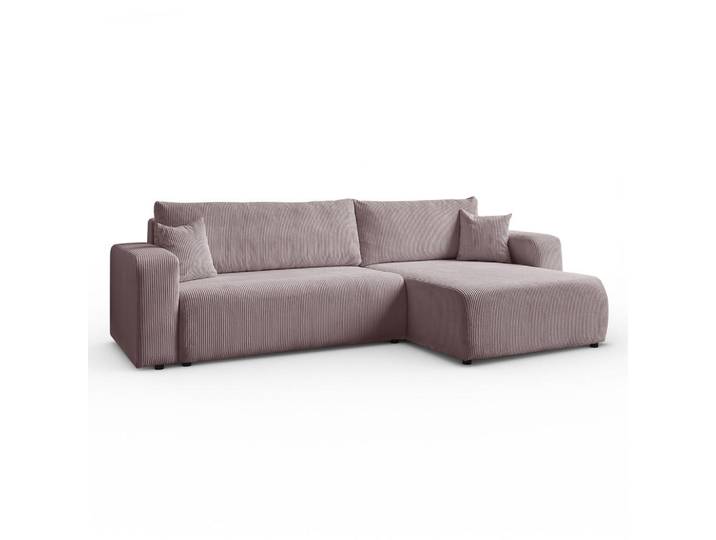 Margaret Hadas24 Ecksofa Sofia in L-Form 277 x 143 cm Schlaffunktion Bettkasten Couch Cord universale Seite, rosa, Rosa, Kunststoff, 143x83x277 cm, Wohnzimmer, Sofas & Couches, Sofas