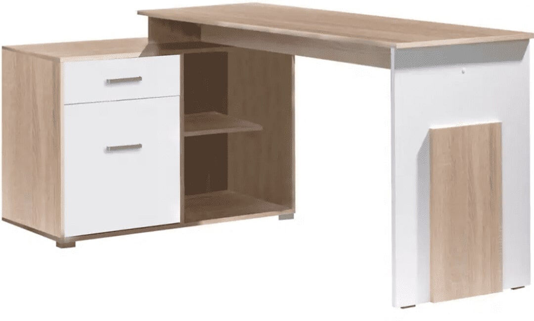 Latitude Run Como L-Shaped Steel Writing Desk Oak Sonoma