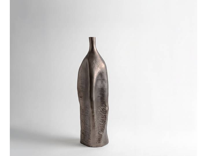 Vase Norevo B15 x T15 x H51 cm Aluminium Hämatit Gegossen, Wohnaccessoires