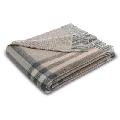 Plaid BIEDERLACK "Plaid Twin Check", braun, B:150cm L:200cm, Kaschmir, Wolle, Wohndecken, im klassischen Karodesign