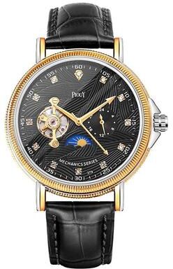 Everyday Crate YAZOLE 379 Mechanical Watch With Leather Band Large Dial Tourbillon Style Men's Wristwatch black+black