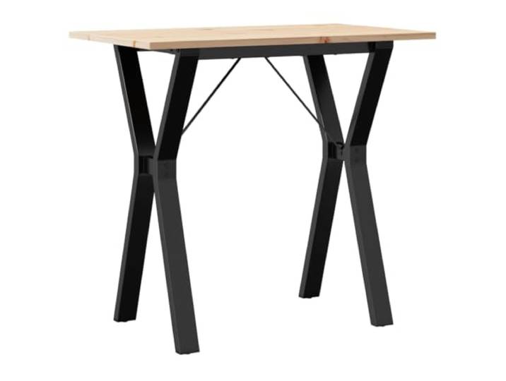 HAQWRDQSG Esstisch 80x50x75 cm Kiefer Massivholz Y-Gestell aus Stahl Kompakter Holztisch für kleine Küche und Esszimmer, unbehandelte Natur-Oberfläche mit robustem Untergestell in Y-Form.