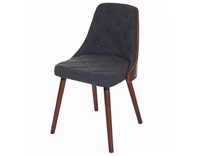 Mendler Esszimmerstuhl HWC-A75 Bugholz Walnuss-Optik - Stoff/Textil grau