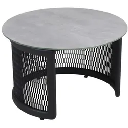 Gartencouchtisch Virgo aus Aluminium mit Glasplatte, modern, rund, grau, Ø 60 cm