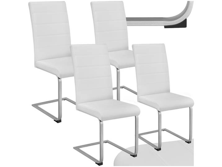 Schwingstühle, Kunstleder - weiß, 4er Set