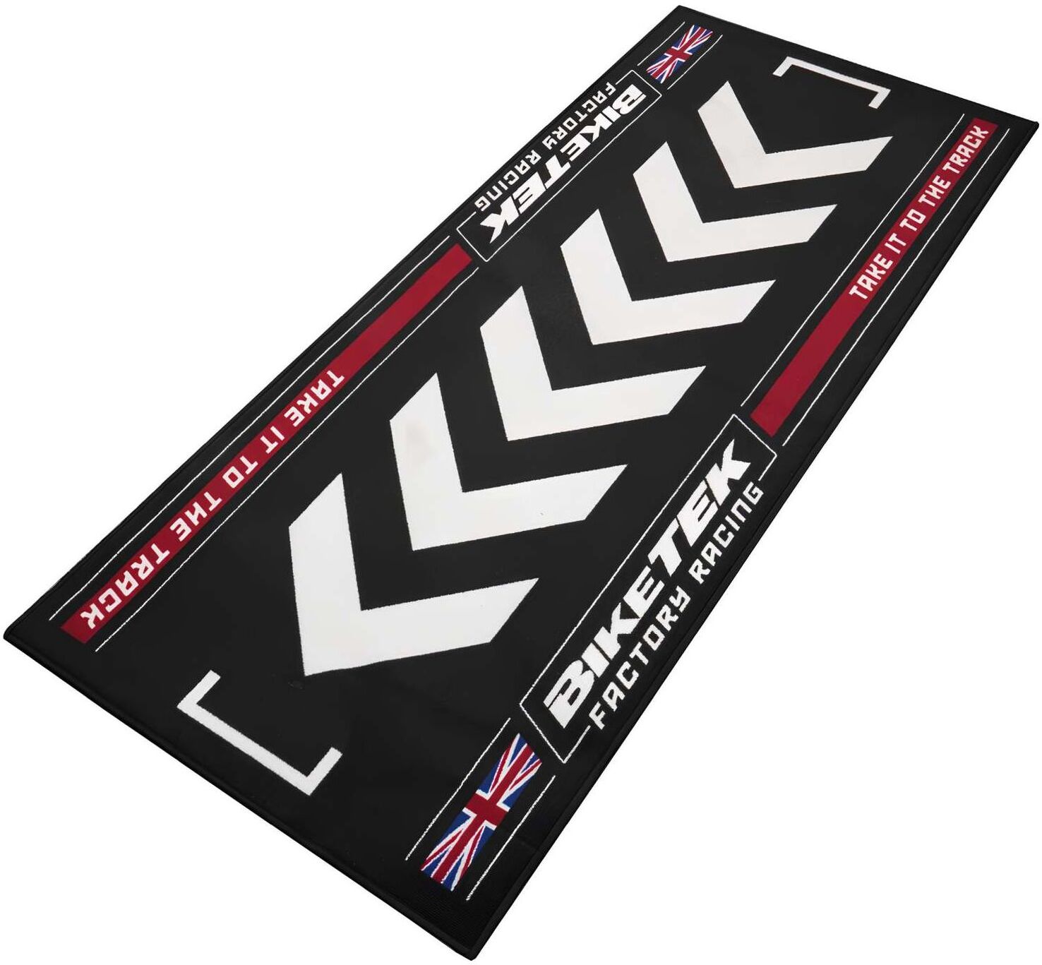 Biker Outfit Motorradteppich Race Ready Britain with Union Jack Werkstatt Garagenmatte