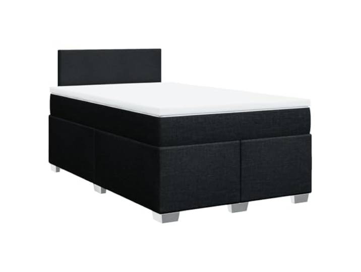 PUGYNBK Boxspringbett mit Stoffmatratze, Schwarz, 120 x 200 cm Taschenfedern, abnehmbarer Matratzenschoner, Kopfteil, Lattenrost