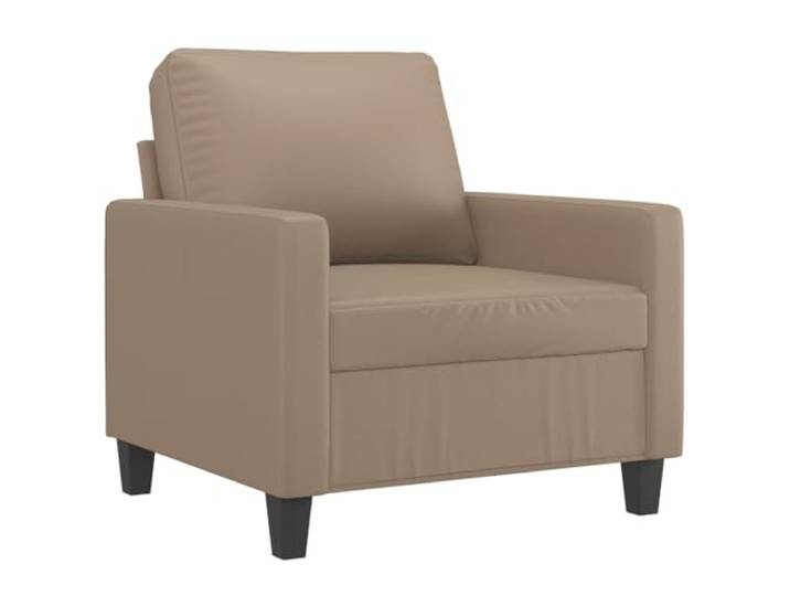 KTHLBRH Set aus 3 Sofas aus Kunstleder Cappuccino mit Kissen Strapazierfähig, leicht zu reinigen, Metallrahmen, 1+2+3-Sitzer, 6 Kissen enthalten