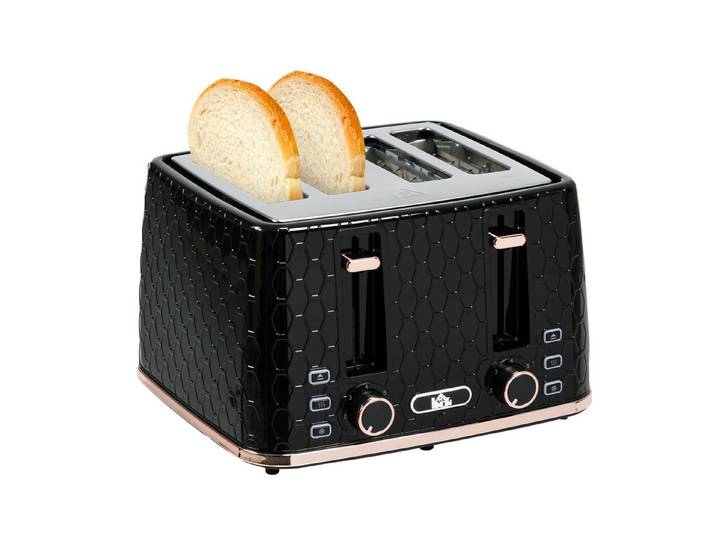 FELIXLEO Wasserkocher 4-Scheiben-Toaster, 7 Bräunungsstufen, Auftauen, 1860 W