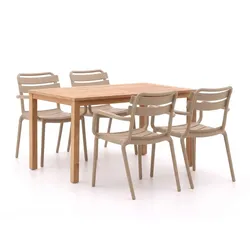 Forza Vico/Liverpool 145 cm Gartenmöbel-Set 5-teilig stapelbar