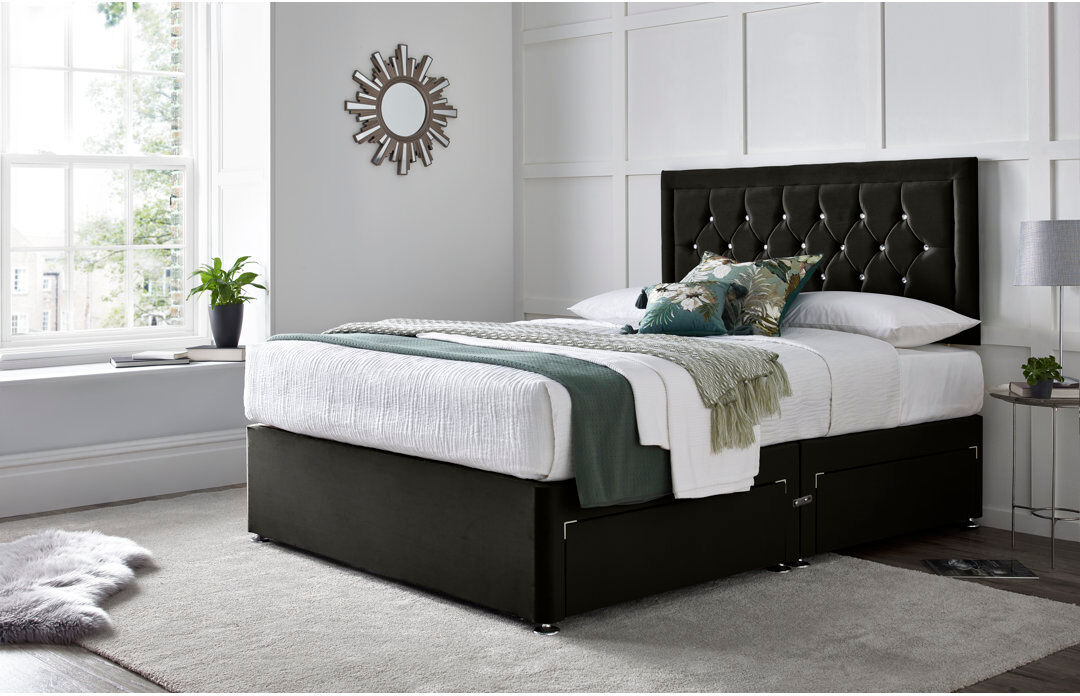 Wade Logan Fly Princess Divan Bed with 24" Headboard on Struts Black Single (3')