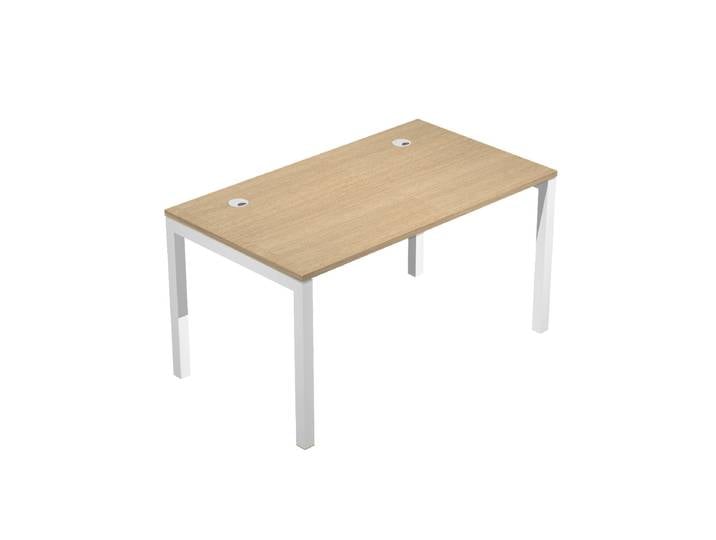 Bureau droit Eminence - L.140 x P.80 cm - Plateau Chêne - Pieds Blanc