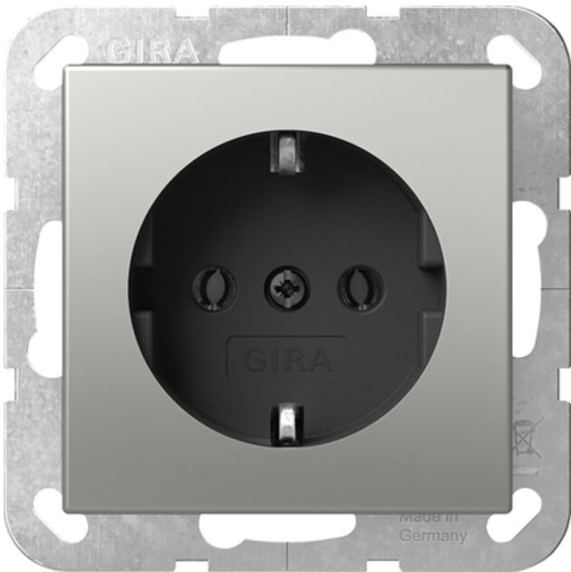 Gira Prise SCHUKO 4466600 en acier inoxydable sans griffes (4466600)