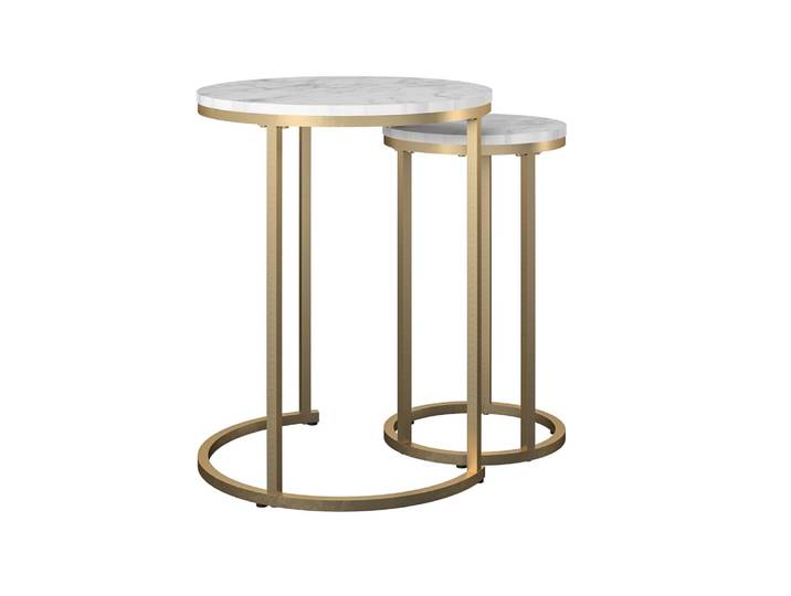 Tables gigognes en effet marbre blanc