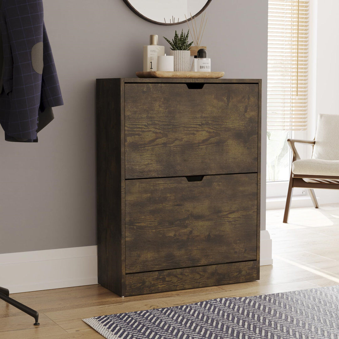 17 Stories 12 Pair Shoe Storage Cabinet Dark Wood 12