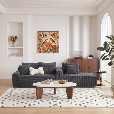 L Shaped Cloud Sectional Sofa, Modular Corduroy Couch
