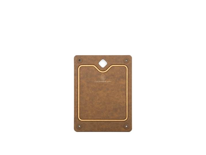 Schneidebrett CARL SCHMIDT SOHN CELLE, Zellulosenfaser & Silikonkautschuk , braun, B:17,8cm H:0,9cm L:23,5cm Ø:17,8cm, Holzfaserlaminat, Schneidebretter, Schneidebrett, antibakteriell & hitzebeständig bis 176 C
