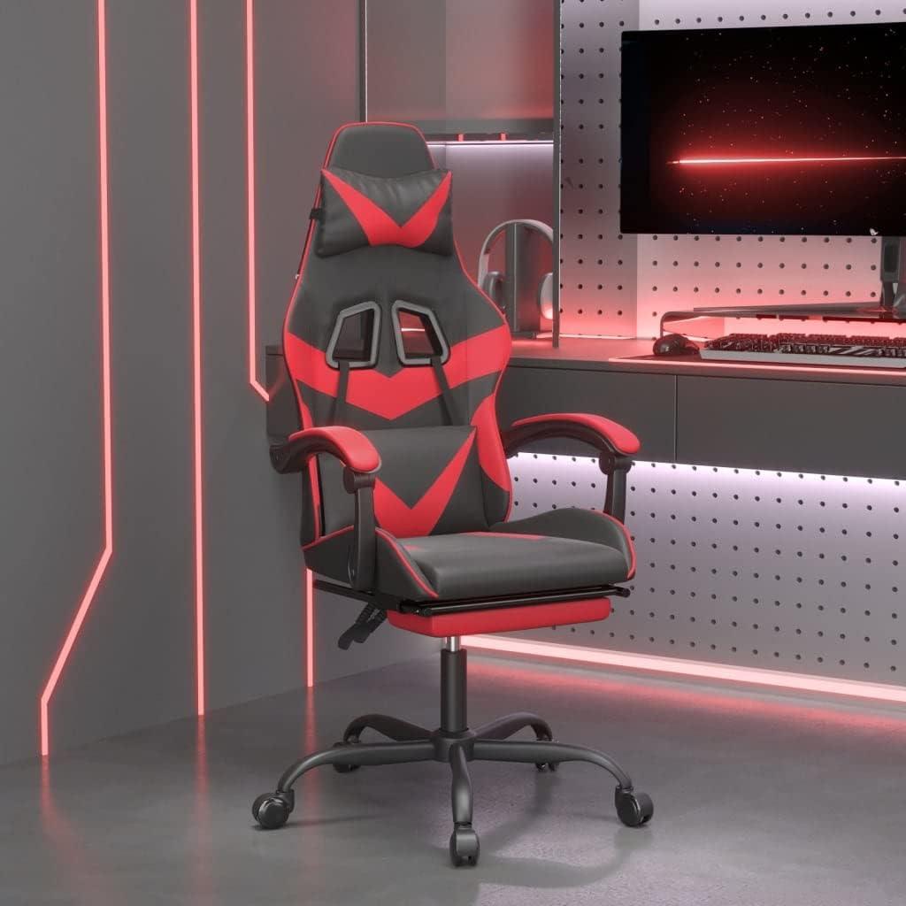 Ergonomischer Gaming-Stuhl für ein verbessertes Spielerlebnis mit verstellbarer Rückenlehne und Sitzhöhe, Metallgestell, Rollen und Drehfunktion