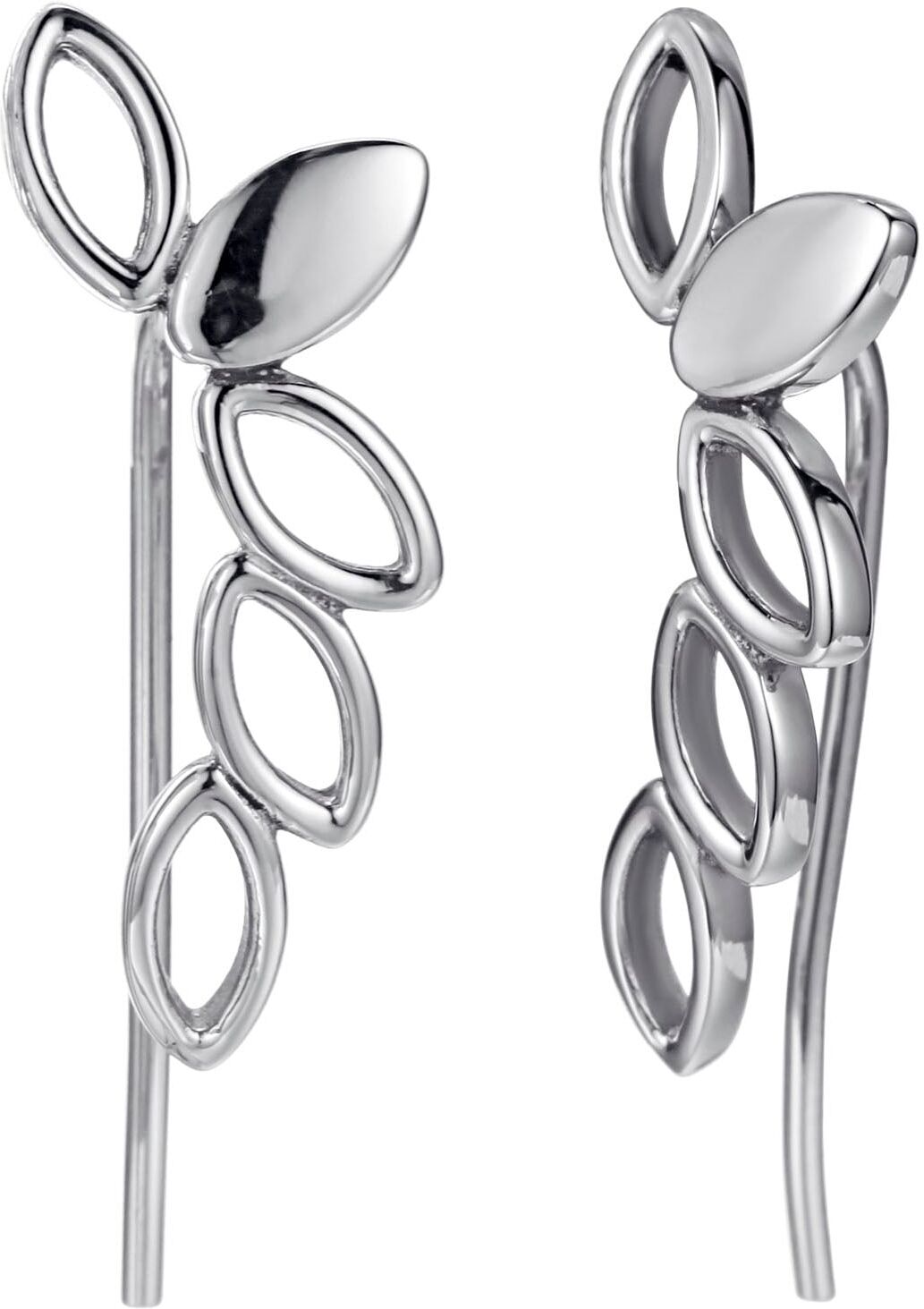 Paar Ohrhaken KINGKA "ORIVA Leaves", silber (edelstahlfarben), Ohrringe, Damen, Edelstahl, Paar Ohrhaken