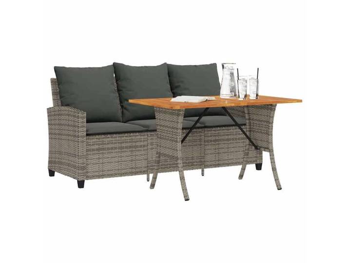 Mobilier de Terrasse - BONNIE - Canapé de jardin - 3 places coussins - et table gris - résine tressée - 168 x 72 x 79cm LLDS7413393