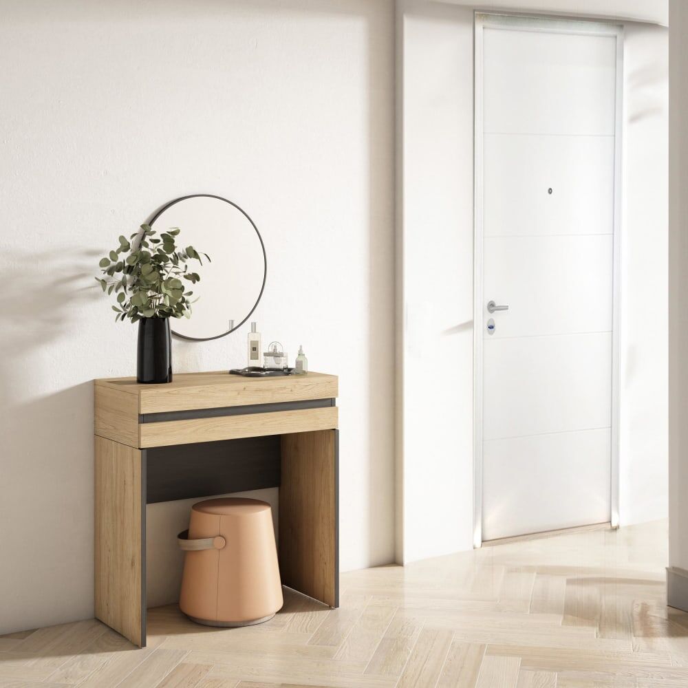 Skraut home Console d´entrée effet bois de chêne 70x35x75cm Beige 70x75x35cm