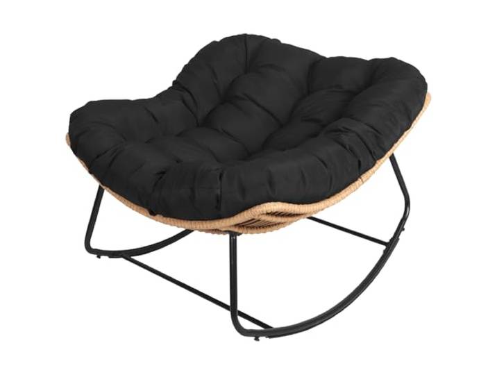 Happy Garden Outdoor Schaukelstuhl aus synthetischem Rattan mit schwarzem Kissen - Wetterfest - Bequem und Design - Cinta