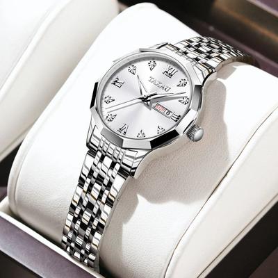 Inspire Select OLEVS Elegant Golden Women's Quartz Watch Waterproof Stainless Steel Luxury Ladies Wristwatch silver White2