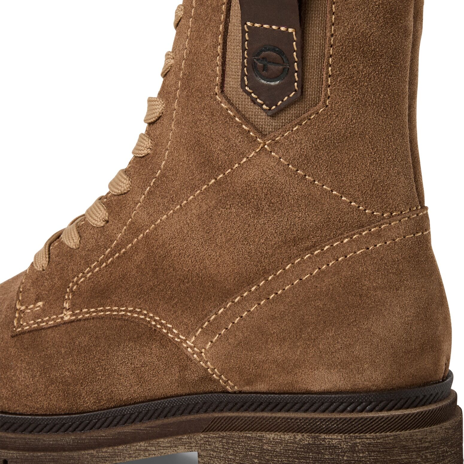 Schnürstiefelette TAMARIS, Damen, Gr. 37, Textil, braun, Leder, Schuhe Schnürstiefelette, Blockabsatz, Schnürboots mit modischen Ziernähten