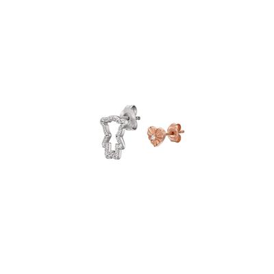 Paar Ohrstecker EMPORIO ARMANI "Schmuck Geschenk Silber 925 Ohrringe Teddy Herz", rosa (silberfarben, roségoldfarben, kristallweiß, kristallweiß), Ohrringe, Damen, Silber 925 (Sterlingsilber), mit Zirkonia (synth.)