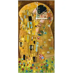 Wallario Uhr 30 x 30 cm, schwarze Zeiger Der Kuss von Klimt