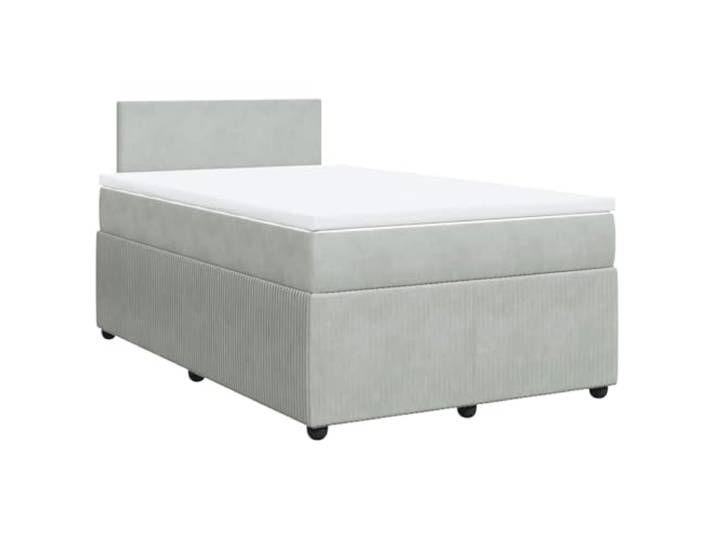 vidaXL Boxspringbett mit Matratze Hellgrau 120x190 cm Samt