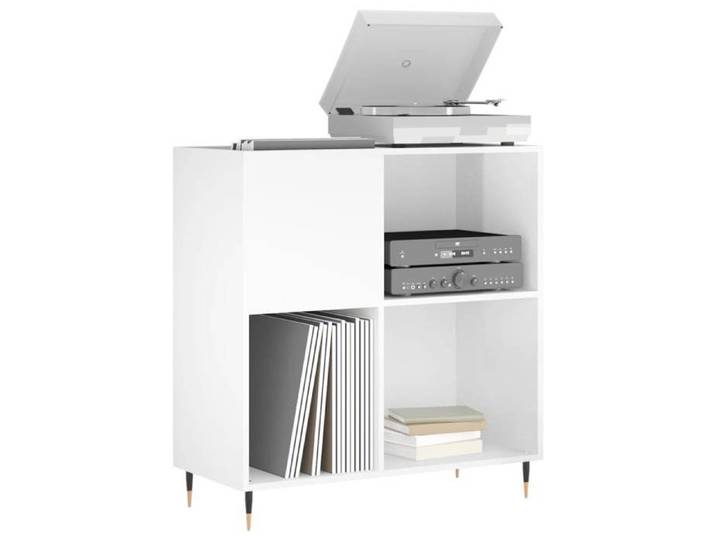 Range-vinyles - - Meuble vinyles - Bois ingénierie - Blanc brillant - 84 5x38x89cm @60804