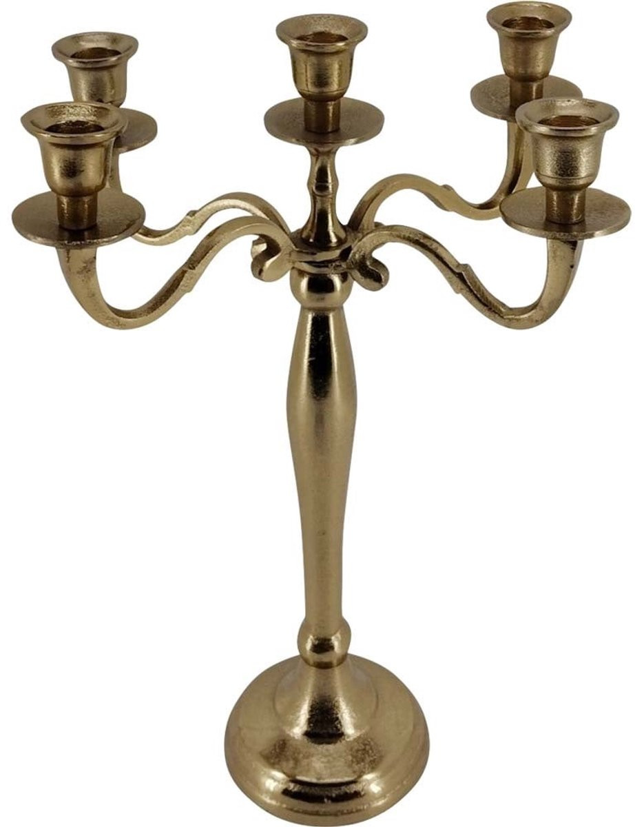 Lesliliving Kandelaar Classic Brush goud 40,5 cm