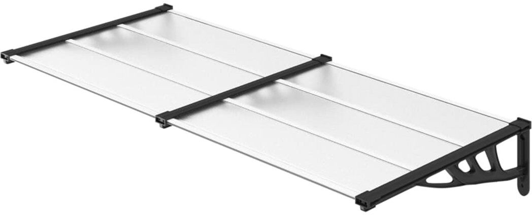 Dakota Fields 90cm D Polycarbonate Cover Retractable Door / Window Awning Black/Transparent 27.5cm H x 199cm W x 90cm D