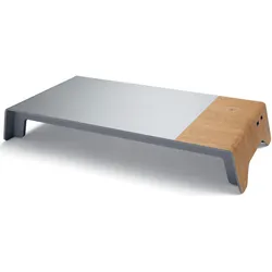 SIGEL Monitorständer Smartstyle USB silber/holzfarben