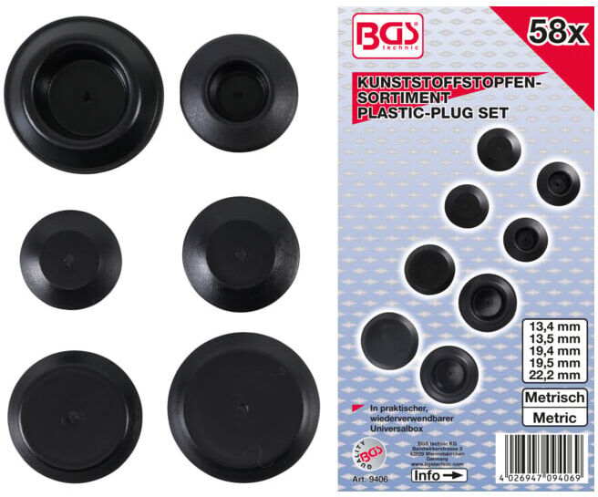 BGS Assortiment de bouchons en matière plastique 58 pièces ; BGS technic (9406)