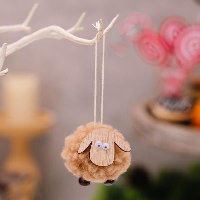 Inspired Deals Rustic Wooden Lamb Christmas Ornament Hanging Decoration For Tree & Holiday Display brown