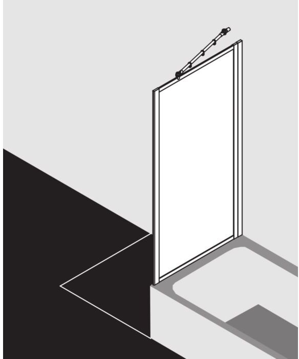 Kermi Seitenwand Nova 2000 verkürzt 80x160cm, silber/mattglanz, Kerolan Fontana