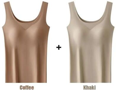 Uplifted Finds Silk Seamless Tank Top With Chest Pad For Women xl coffee Khaki