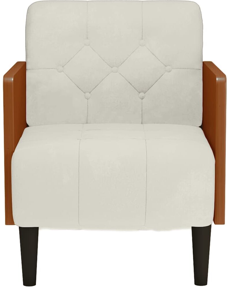 vidaXL Fauteuil canapé avec accoudoirs couleur crème 55 cm velours